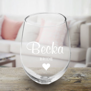 Bridal Party Stemless Wine Glass - Bride