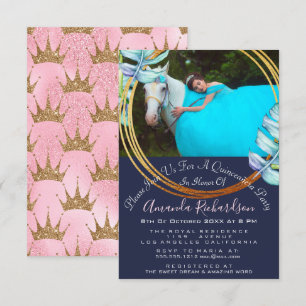 Bridal Pink Sweet 16th Photo Quinceañera Mermaid Invitation