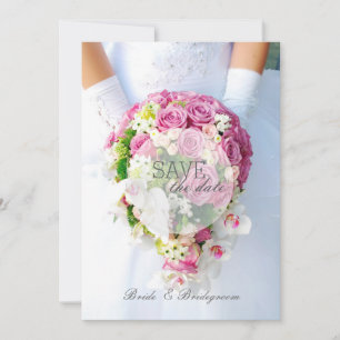 Bridal Save the Date- Lace Flower Bouquet Wedding Date