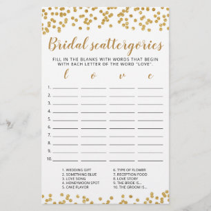 Bridal Scattergories editable game Bridal Shower