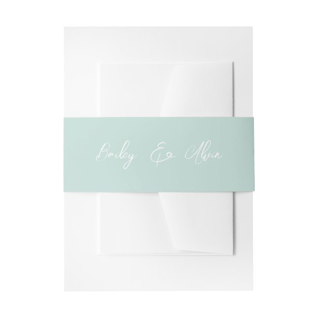 Bridal Seaglass Solid Personalized Invitation Belly Band (Front Example)