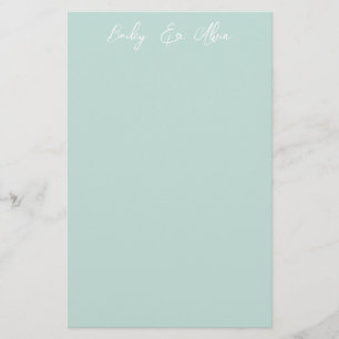 Bridal Seaglass Solid Personalized Stationery