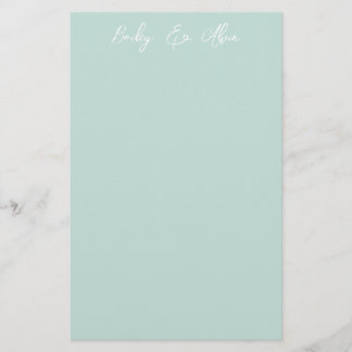 Bridal Seaglass Solid Personalized Stationery