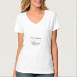 Bridal Shirt: Personalized Mrs. Calligraphy T-Shirt<br><div class="desc">Celebrate your special day in comfort and style with our Personalized Mrs. Calligraphy Bridal t-shirt. This custom shirtoffers a modern touch with a beautifully scripted "Mrs." in black calligraphy underscored with watercolor greenery and berries, along with your new surname and the memorable date of your wedding. Perfect for those honeymoon...</div>