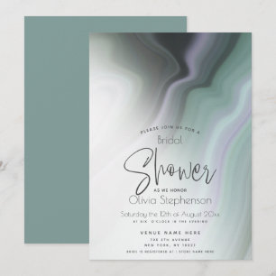 BRIDAL SHOWER   Abstract Dusty Sage and Violet Invitation