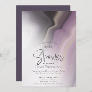 BRIDAL SHOWER   Abstract Misty Plum Marble Invitation