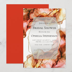 BRIDAL SHOWER Abstract Watercolor Autumn Colour Invitation