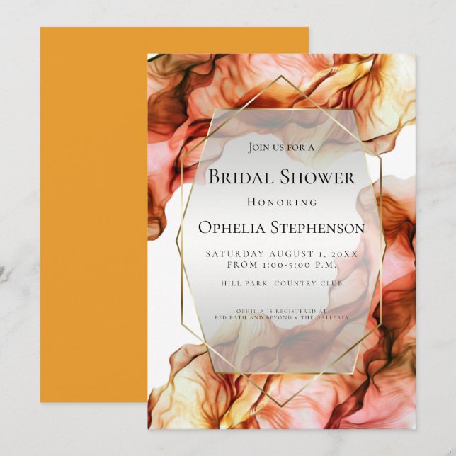 BRIDAL SHOWER | Abstract Watercolor Autumn Colour  Invitation (Front/Back)