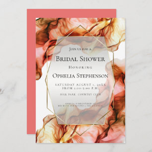 BRIDAL SHOWER Abstract Watercolor Autumn Colour Invitation