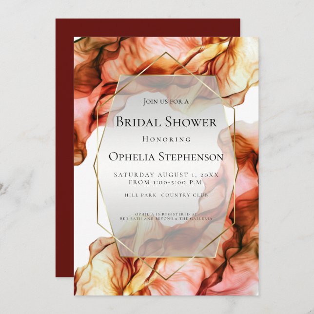 BRIDAL SHOWER | Abstract Watercolor Autumn Colours Invitation (Front/Back)