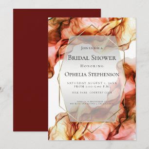 BRIDAL SHOWER Abstract Watercolor Autumn Colours Invitation
