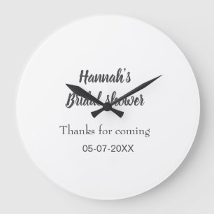 Bridal shower add name date year thanks for coming large clock