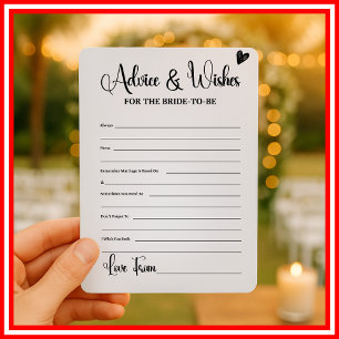 Bridal Shower Advice and Wishes For The Bride Game Invitation