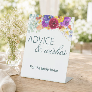 Bridal Shower Advice and Wishes Pedestal Sign