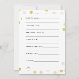 Bridal Shower Advice Cards Gold Foil Glitter Light