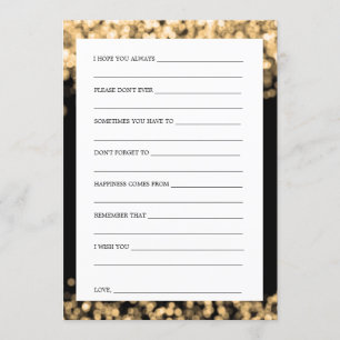 Bridal Shower Advice Cards Gold Lights