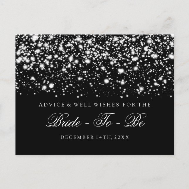Bridal Shower Advice Cards Silver Midnight Glam (Front)