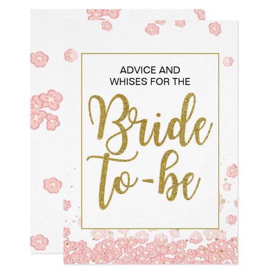 Bridal Shower Advice Sign | Pink and Gold Card
