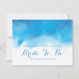 Bridal Shower Advice Summer Wedding Blue Watercolo Card