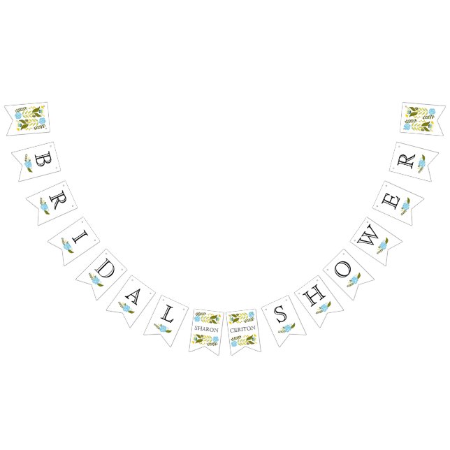 Bridal shower aqua and yellow wild flowers wedding bunting flags (All)
