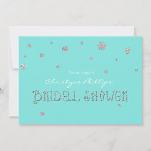 BRIDAL SHOWER Aqua & Silver Glitter Modern Card
