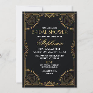 Bridal Shower Art Deco 1920's Gold Party Invite