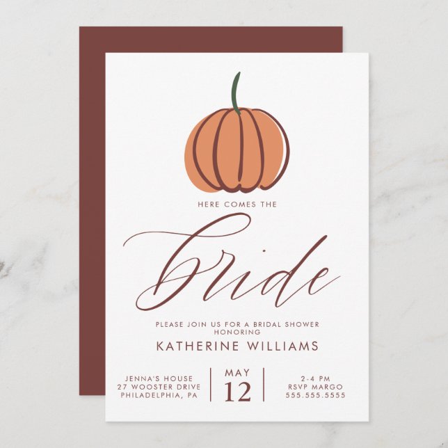 BRIDAL SHOWER | Autumn Pumpkin Invitation (Front/Back)