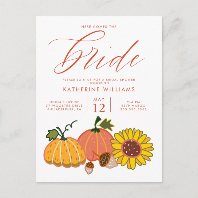 BRIDAL SHOWER | Autumn Pumpkins Postcard (Front)