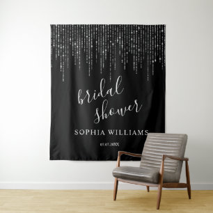 Bridal Shower Backdrop - Dark Night & String Ligts Tapestry