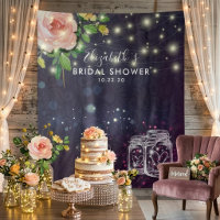 Bridal Shower Backdrop Floral Mason Jar Lights