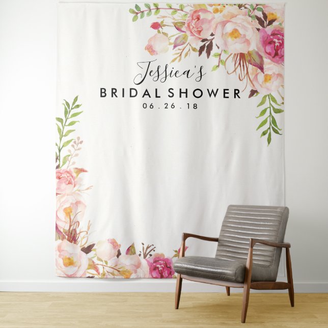 Bridal Shower Backdrop - Photo Prop - Photo Booth Tapestry (In Situ)