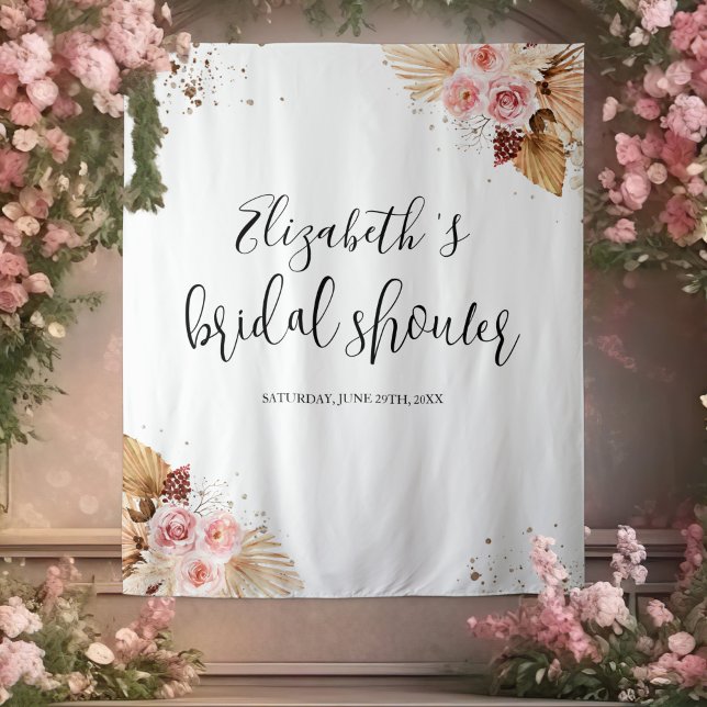 Bridal Shower Backdrops | Watercolor Boho Glitter Tapestry (Creator Uploaded)
