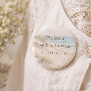 Bridal Shower beach coastal elegant 2 Inch Round Button