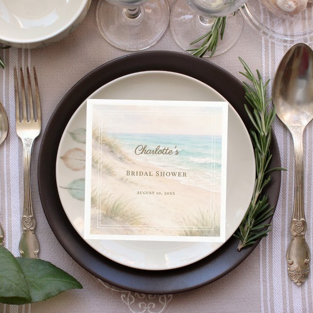 Bridal Shower beach coastal elegant luncheon Napkin (Creator Uploaded)