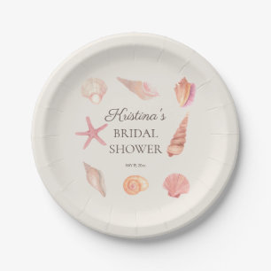 Bridal Shower Beach Party Pink Seashells  Paper Plate