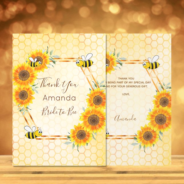 Bridal shower bee honeycomb floral thank you card (Creator Uploaded)