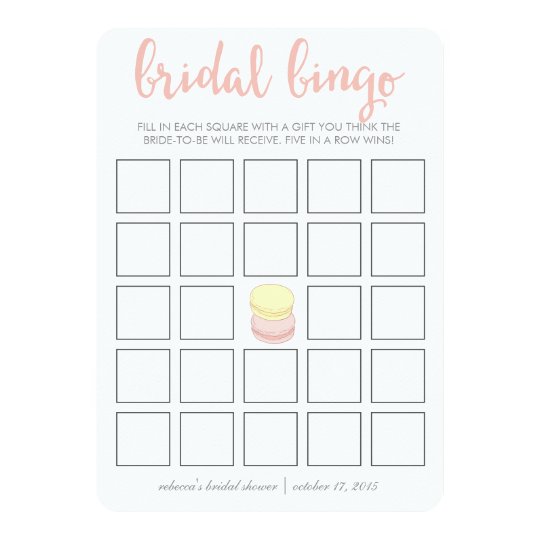 Bridal Shower Bingo Game Card | French Macarons