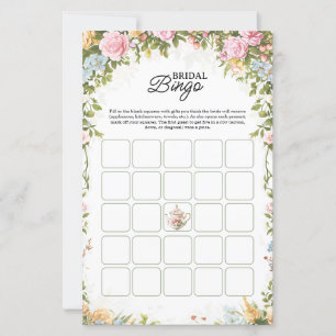 Bridal Shower Bingo Game Card Garden Party Theme