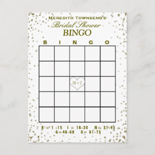 Bridal Shower Bingo   Gold Confetti Invitation Pos