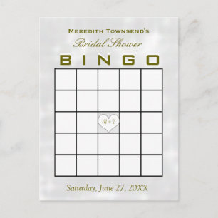 Bridal Shower Bingo Monogram Heart Invitation Postcard