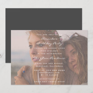 Bridal Shower Birthday Party Photo Grey Grunge Invitation