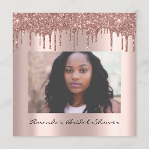 Bridal Shower Birthday  Rose Drips Simply Photo Invitation