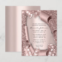 Bridal Shower Birthday SWEET 16th Rose 3D Glitter