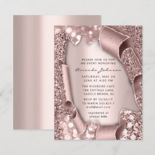 Bridal Shower Birthday SWEET 16th Rose 3D Glitter Invitation