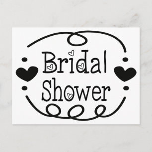Bridal Shower Black And White Heart Invitation
