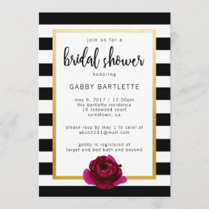Bridal Shower Black and White Stripe Invitation