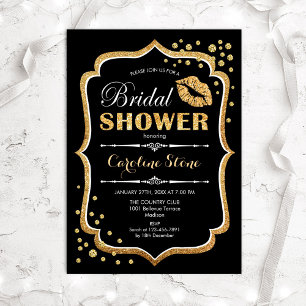 Bridal Shower - Black Gold Invitation