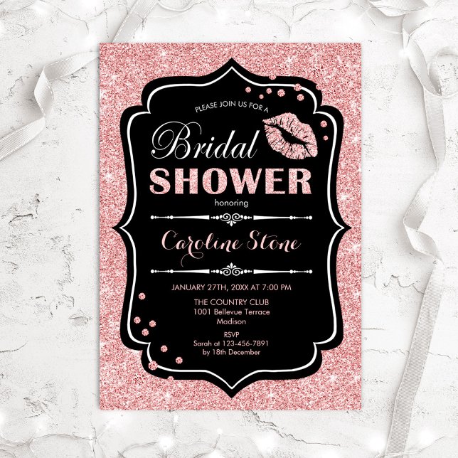 Bridal Shower - Black Rose Gold Invitation (Creator Uploaded)