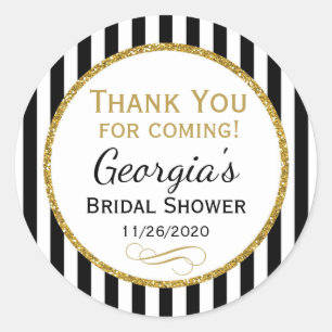 Bridal Shower Black Stripe Thank You Favour Tags