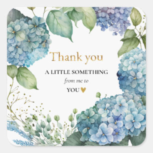 Bridal Shower Blue Hydrangeas Thank you Square Sticker